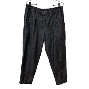 Eileen Fisher Gray Tapered Casual Ankle Pants Size M Stretch Elastic 34" Waist